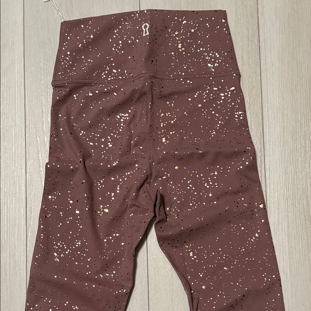 Cara Loren Active Mauve Gold Speckled High-Waisted Leggings Size S - Picture 8 of 9